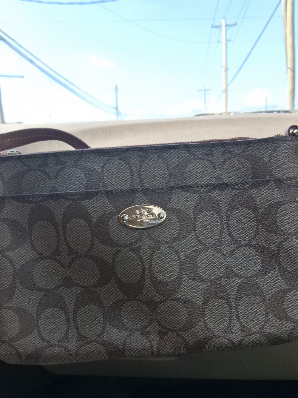 Coach Brown Signature Canvas Wristlet
